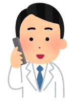 Doctor (male) making phone calls with various facial expressions