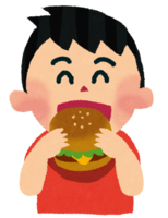 ハンバーガーを食べる子供