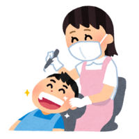 歯のクリーニング(歯科衛生士さんと子供)