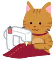 Cat using a sewing machine