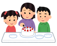 Family sharing cake