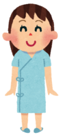 Woman in a patient gown (health check)