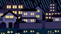 雨が降る夜の住宅街(背景素材)