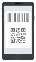 バーコード-QRコードが表示されたスマートフォン
