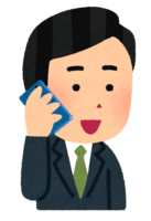 いろいろな携帯電話で話す会社員