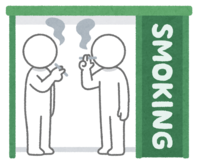A person who smokes in a smoking area (stick man)