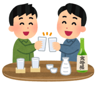 日本酒で乾杯している人達