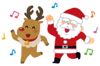 Dancing Santa Claus and reindeer