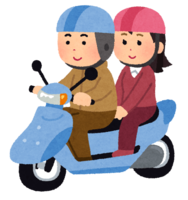 People riding a motorcycle (scooters)