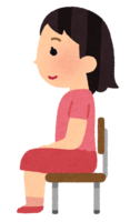 姿勢の良い-姿勢の悪い椅子に座る女の子