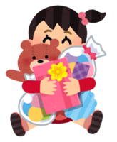 Girl holding a lot of presents