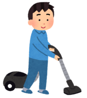 A man vacuuming