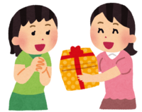 A person giving a present to a friend