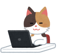 Cat character using a computer