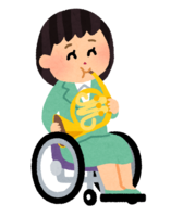 ホルンを演奏する女性(車椅子)