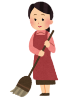 Woman cleaning with a broom
