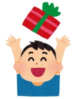 Boy who is pleased to receive a gift