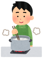 Person who is boiling ingredients (male)