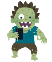 Zombie using a smartphone (male)