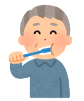 お爺さんの歯磨き