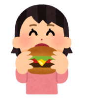 ハンバーガーを食べる人(女性)