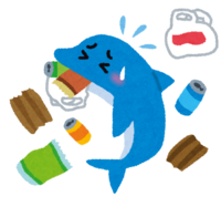 Dolphin eating garbage (environmental problems)