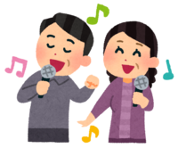 Uncle and aunt singing karaoke
