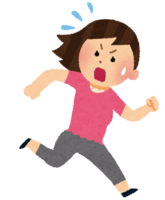 Woman running away