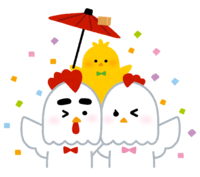 Confetti and chicken family (Rooster year-Zodiac)