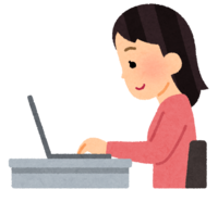 Woman using a laptop (sideways)