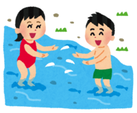 川遊びをしている子供