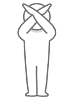 A person in a cross pose (stickman)