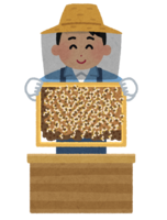 A person working at an apiary