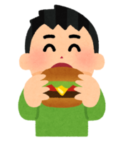 ハンバーガーを食べる人(男性)