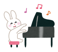 Rabbit playing the piano