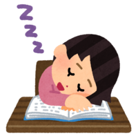 Person who fell asleep while studying (female)