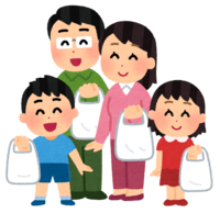 Family with a shopping bag (plastic bag)
