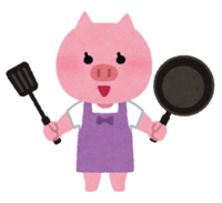 料理をする動物のキャラクター(女の子)