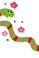 年賀状のテンプレート(緑の蛇と梅の花)
