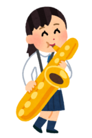 Baritone saxophone female student playing (brass band)