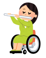 Woman playing the flute (wheelchair)