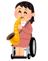Woman playing saxophone (wheelchair)