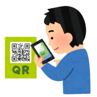 Person shooting the QR code (male)