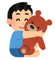 Boy holding a stuffed animal