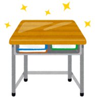 装有书的学校桌子