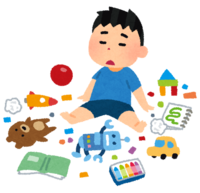 Children cluttering toys
