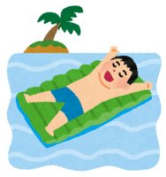 フロートマットに寝ながら海に浮かぶ人