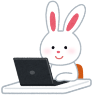 Rabbit character using a computer