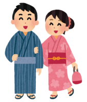Couple wearing a yukata