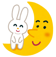 Crescent moon and rabbit